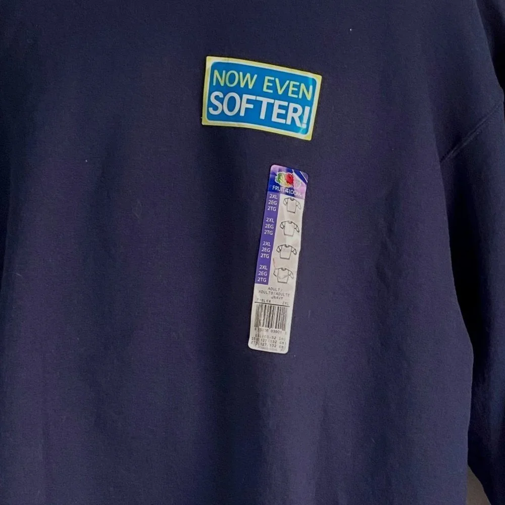 Fruit of the Loom Navy Pull Over Sweatshirt Men's 2XL NEW - Picture 6 of 10